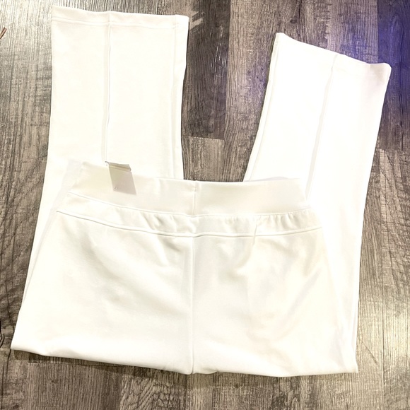 NWT ADIDAS Track Pant Women Large Athletic White kick flare Cropped ankle casual - Picture 6 of 11